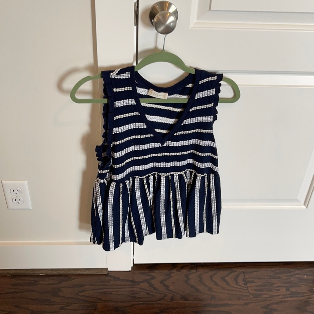 Navy and white blouse